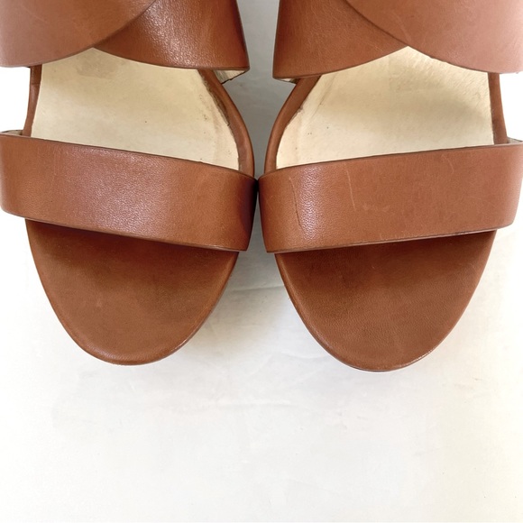 Michael Kors Elena Stacked Leather Wedge Size 8 - Picture 9 of 15